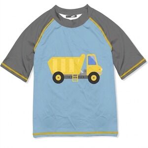Millie & Maxx Boys Blue Grey Dump Truck Rash‎ Guard Swim Shirt 24M